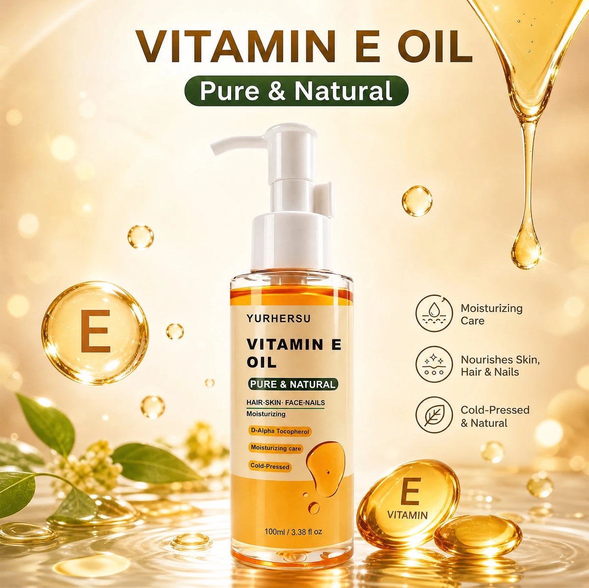 Vitamin E shower oil，Hydrating Body Oil with Vitamin E，Daily Hydrating Bath Care for Soft and Smooth Skin