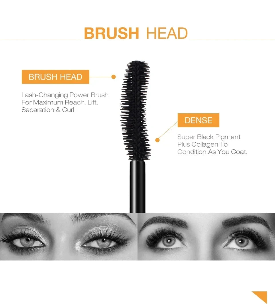 3D Mascara Lengthening Black Lash Eyelash Extension Eye Lashes Brush Beauty Makeup Long-wearing Gold Color Mascara