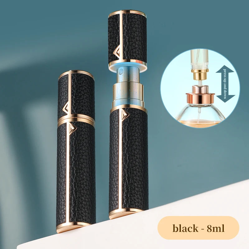 5ml PU Leather Mini Perfume Atomizer Bottle Sprayer Suitable for Boarding Tight Sealing Travel Customized Refillable Bottles