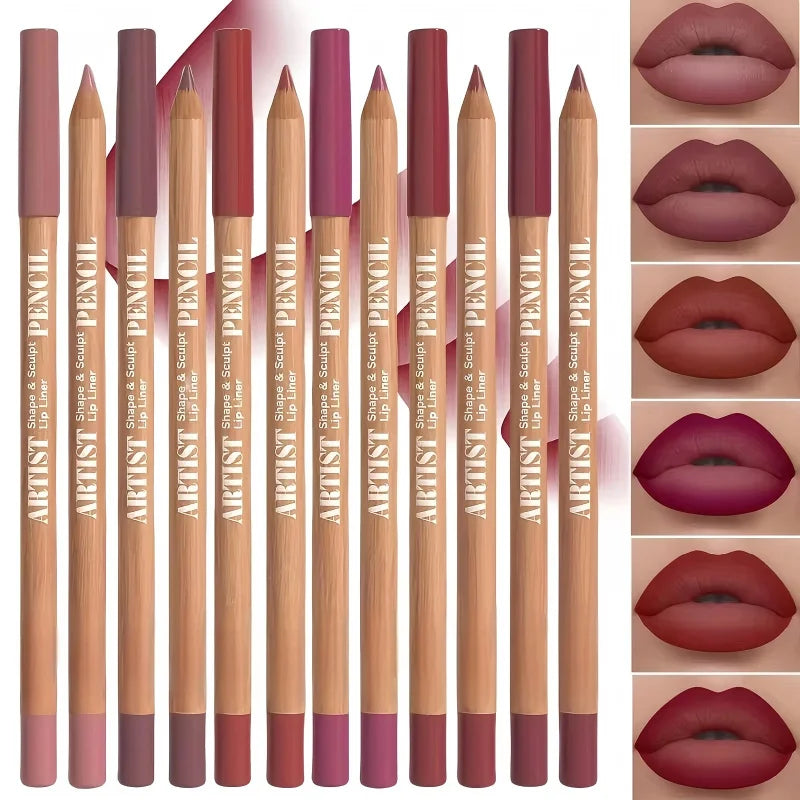 6pcs Velvet Matte Lip Liner Set - Long-Lasting Versatile Shades Longlasting Lip Makeup Berry, Brown, Pink Lip Pencil
