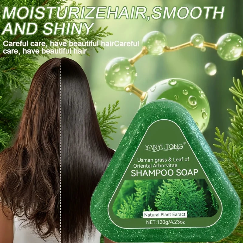 Usman Grass & Platycladus Shampoo Bar For Hair Growth Natural Herbal Soap For Hair Loss Controls Oil Strengthens Roots Shampoo