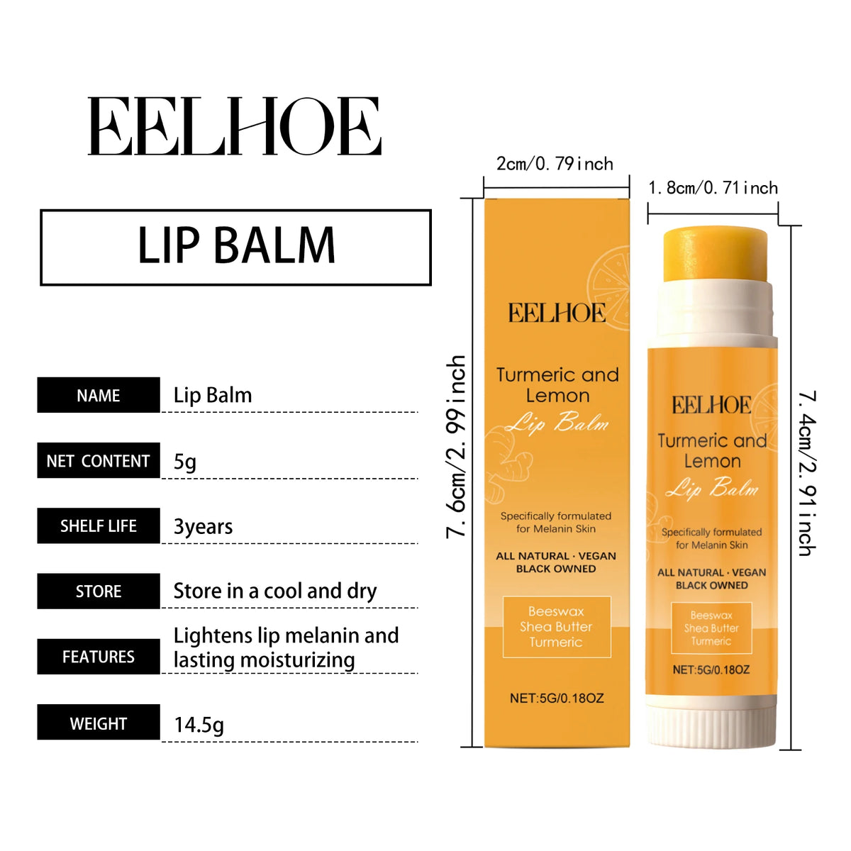 Turmeric Lemon Lip Balm Natural Shea Butter Lip Treatment For Dark Melanin Remove Hydrating Vegan Pre-Makeup Base Lip Stick