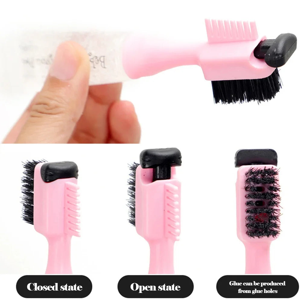 Edge Brush with Gel Dispenser Double Sided Edge Control Hair Comb Brushes for Women Girls Natural Styling Hair Edge Brushes Comb