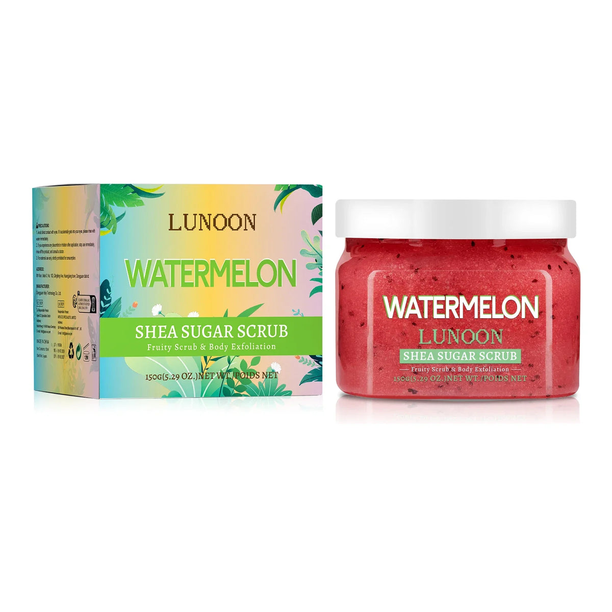 Watermelon Shea Butter Sugar Scrub 150g - Natural Exfoliator for Smooth, Hydrated Skin on Elbows, Knees, Back & Legs.