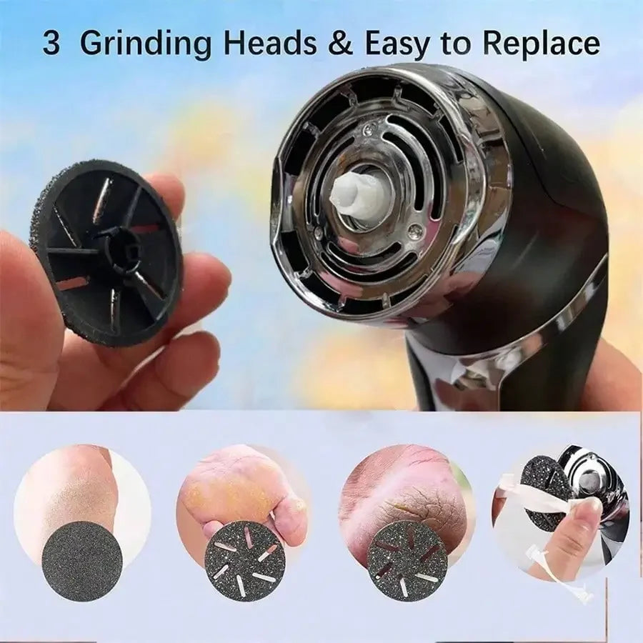 Electric Foot File with Dust Collector, Rechargeable Callus Buffer Tool with LCD Display, USB，Dead Skin Smoother for Heels