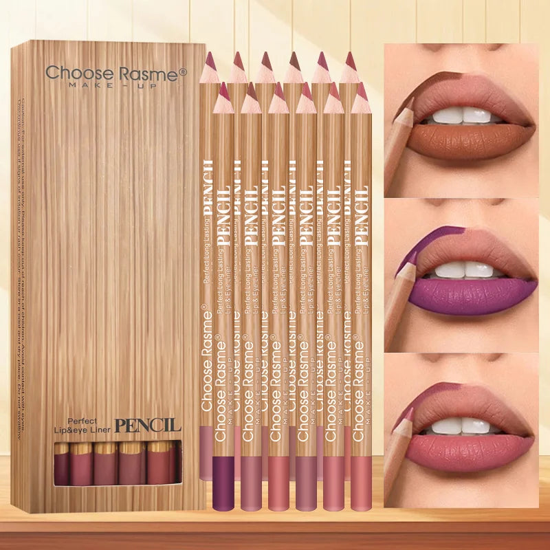 12 Color Lip Enriching Lipliner, Lip Moisturizing, Three-Dimensional Fitting, Light, Thin, Silky and Clear Valentine's Day Gift