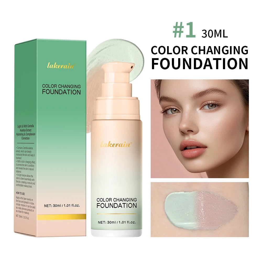 Color Changing Foundation 4 In 1 Moisturizer Longwearing Waterproof Concealer Even Skin Toning Sunscreen Spf 30 Whitening Makeup