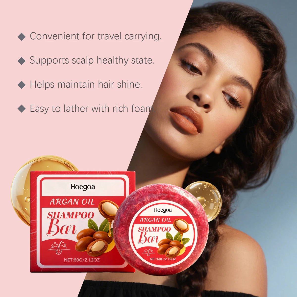 Solid Shampoo Bar For All Hair Types Castor Oil Shea Butter Moisturizing Frizz Control Split Ends Repair Friendly Hair Care 60g