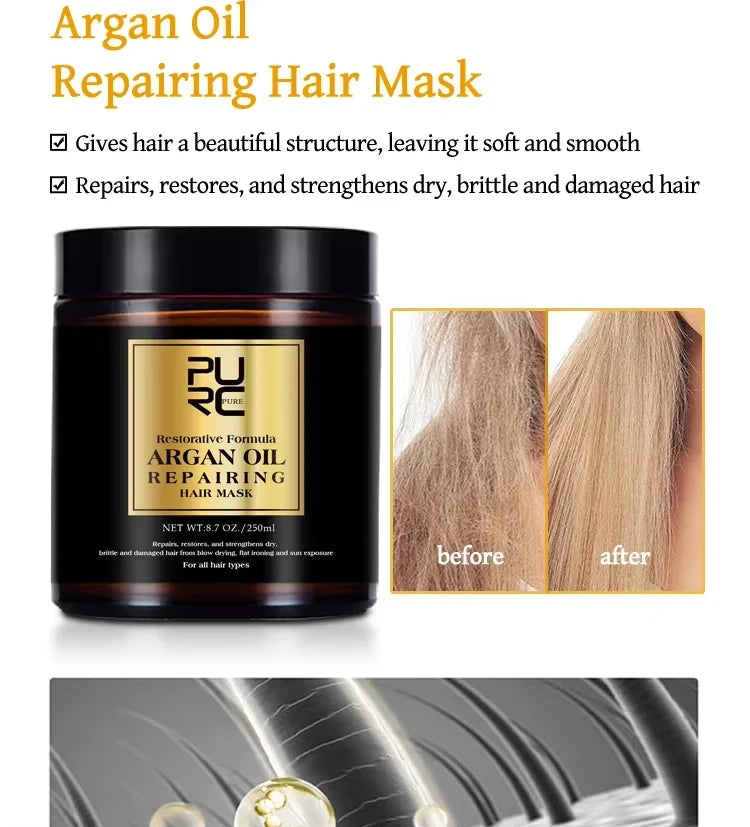 PURC Morocco Set Serum Smoothing Shampoo and Conditioner Repair Hair Mask Anti Dandruff Scalp Anti-Itch Hair Care Products Kit