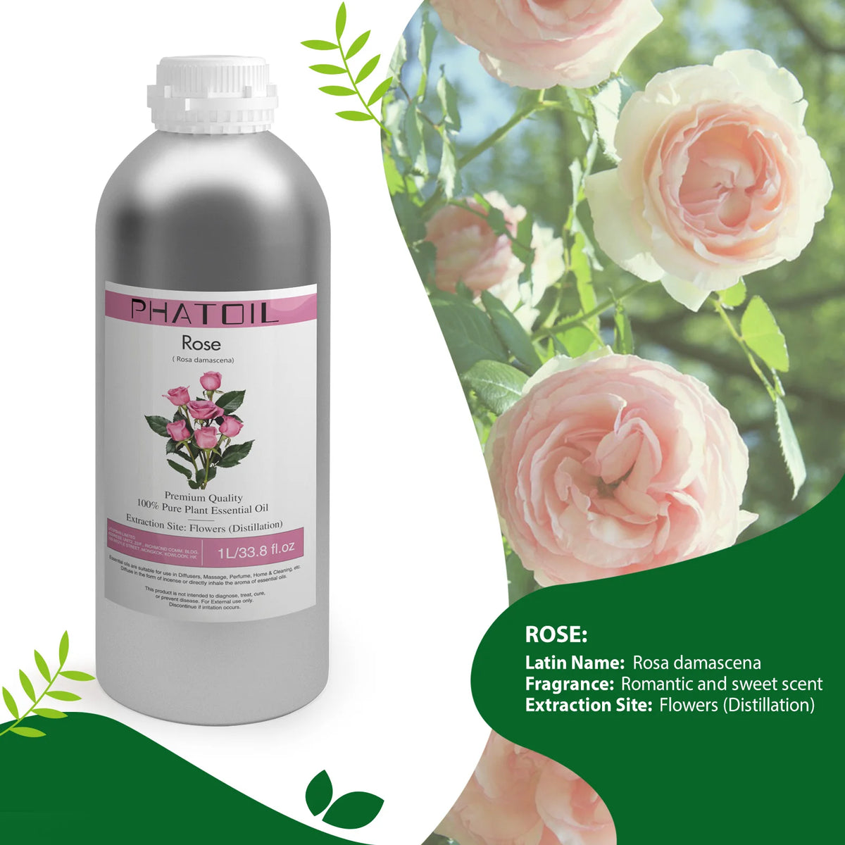 PHATOIL 1000ML Vanilla Pure Plant Essential Oils for Humidifier Aroma Diffuser Oil Massage Spa Bath Fragrance