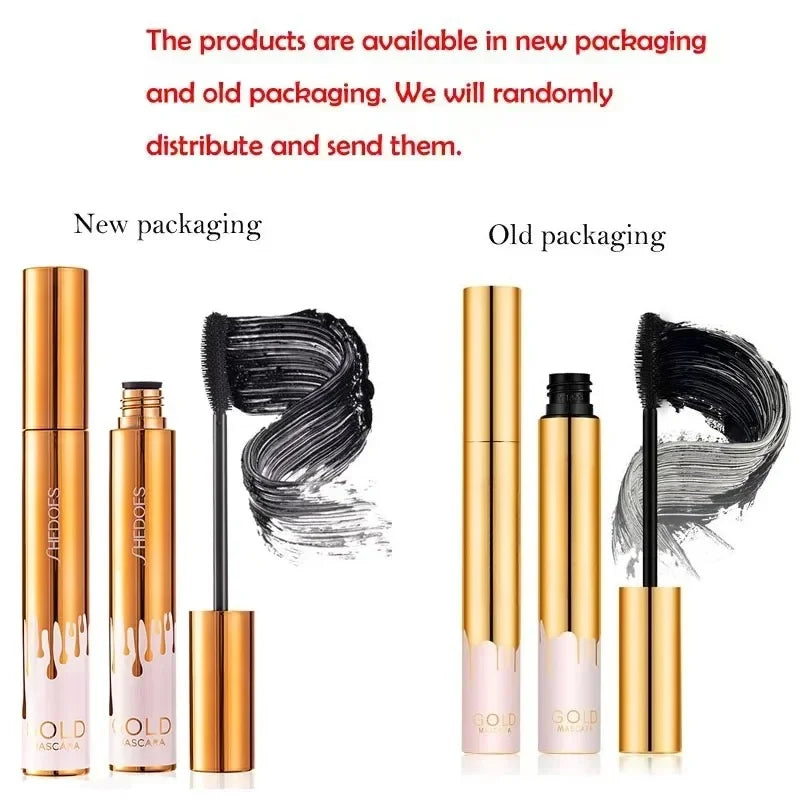 3D Mascara Lengthening Black Lash Eyelash Extension Eye Lashes Brush Beauty Makeup Long-wearing Gold Color Mascara