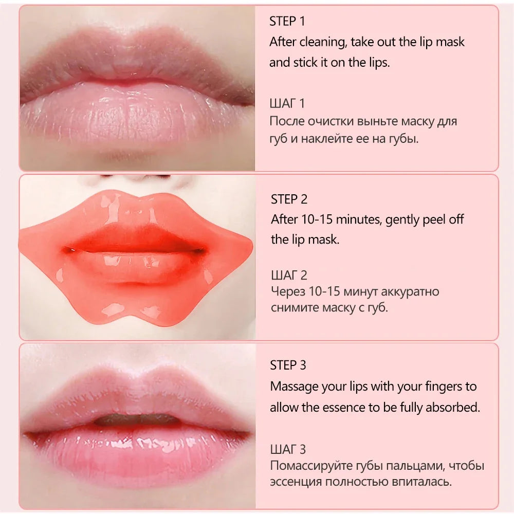 BIOAQUA Cherry Gollagen Hydrating Lip Mask Moisturizing Nourishing Anti-Drying Lightening 20pcs
