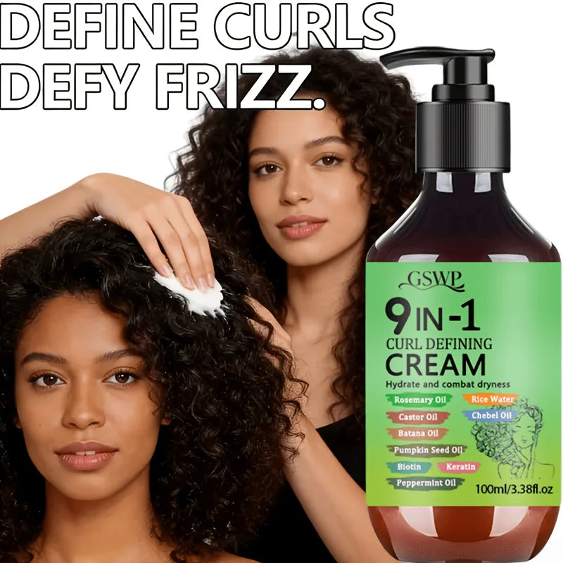 GSWP 9-In-1 Curl Styling Cream，with Rosemary, Batana Oil, Castor Oil, Keratin & Biotin.100ml/200ml