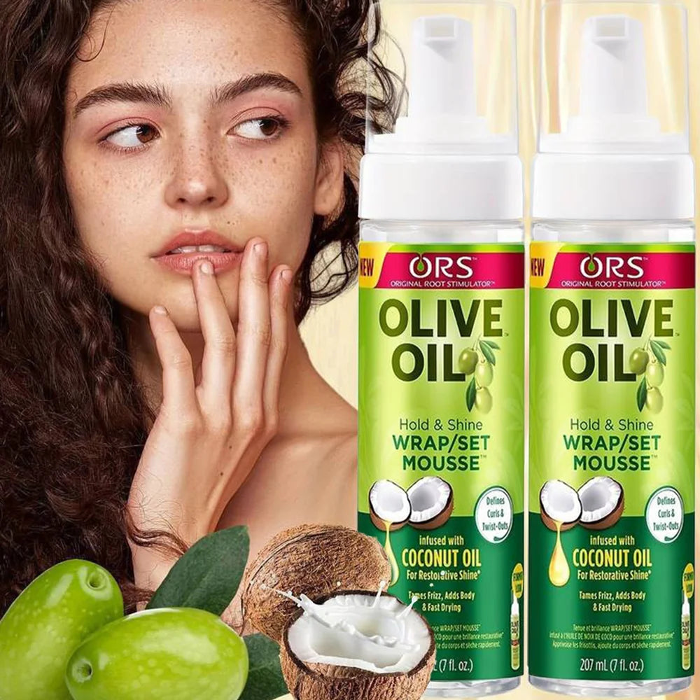 207ml/100ml  Curly Hair Mousse For Wigs Strong Hold Olive Oil Hair Styling Mousse Anti-Frizz Hair Foam Mousse For Styling Hair