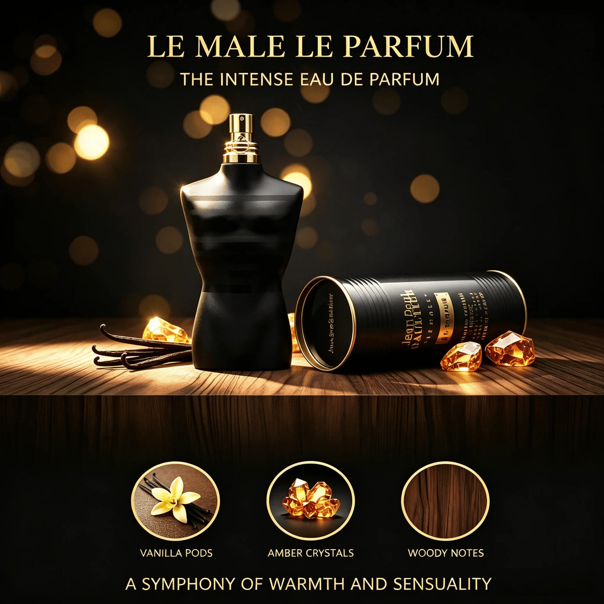 Jean Paul Gaultier Le Male Le Parfum - Amber Woody Eau De Parfum Intense Fragrance - Cardamom, Lavender & Iris, Vanilla - Perfume Spray 125ml (4.2oz)