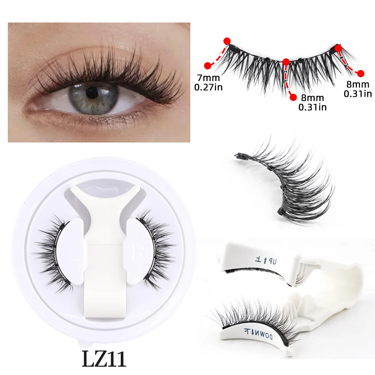 Reusable Magnetic Eyelashes 1 Pair Natural Curly Fluffy Magnetic False Eyelashes No Glue Needed Lashes Makeup with Tweezer Set