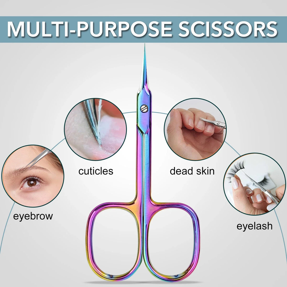 Russian Manicure Scissors Cuticle Regrowth Cut Curved Tip Nail Pedicure Grooming Professional Stainless Steel Dead Skin Remover