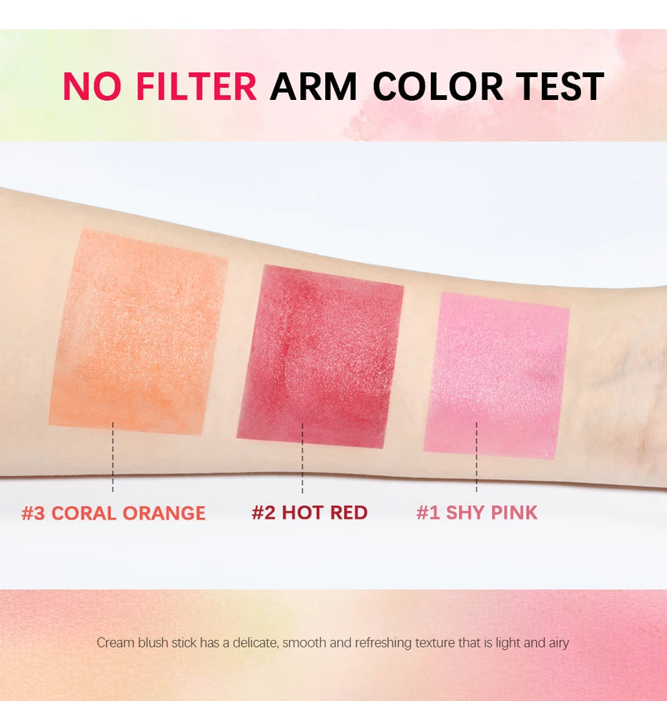 ibcccndc Rotating Blush Cream Tinted Moisture Stick Naturally Long-lasting Moisturizing Waterproof And Non-Removing Orange Blush