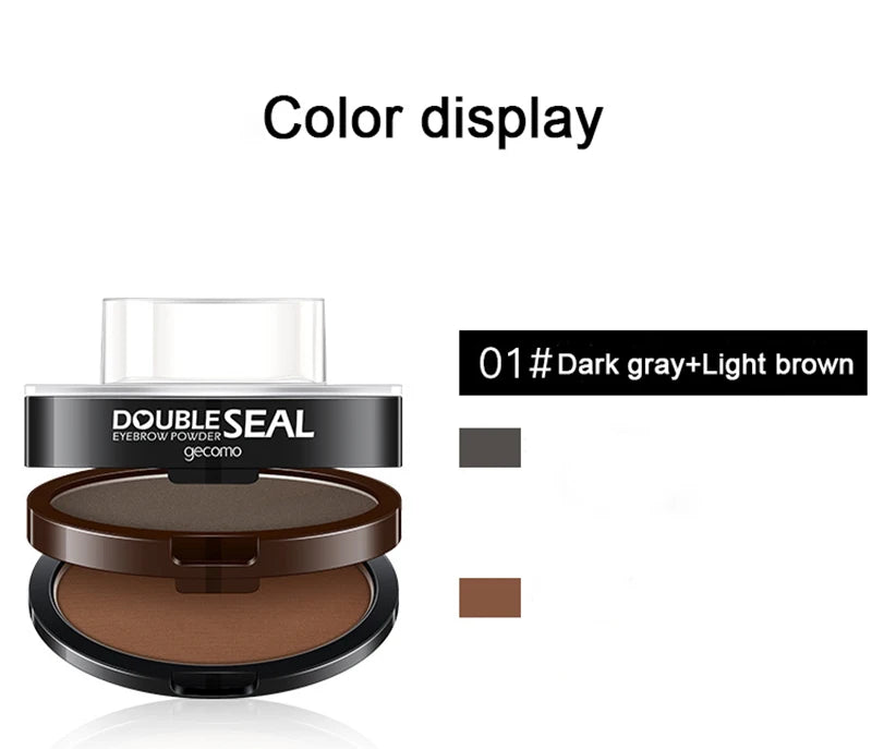 Double Seal Eyebrow Stamp Powder Kit Natural Brow Shaping Stencil Waterproof Long Lasting Brow Enhancer Makeup Tool for Women