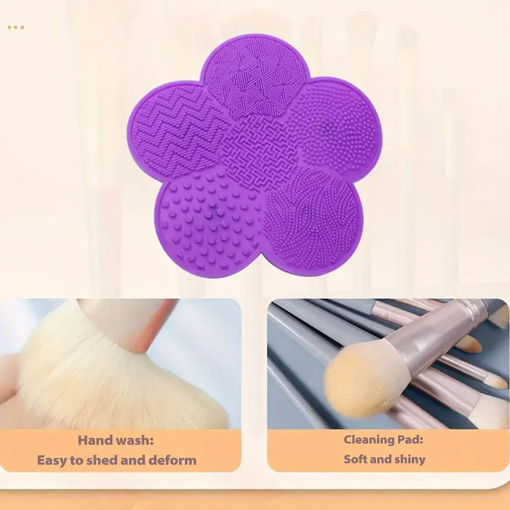 1Pcs Silicone Makeup Brush Cleaning Mat, Flower Shape Makeup Brush Cleaner Pad, Portable Makeup Brush Cleaner With Suction Cup