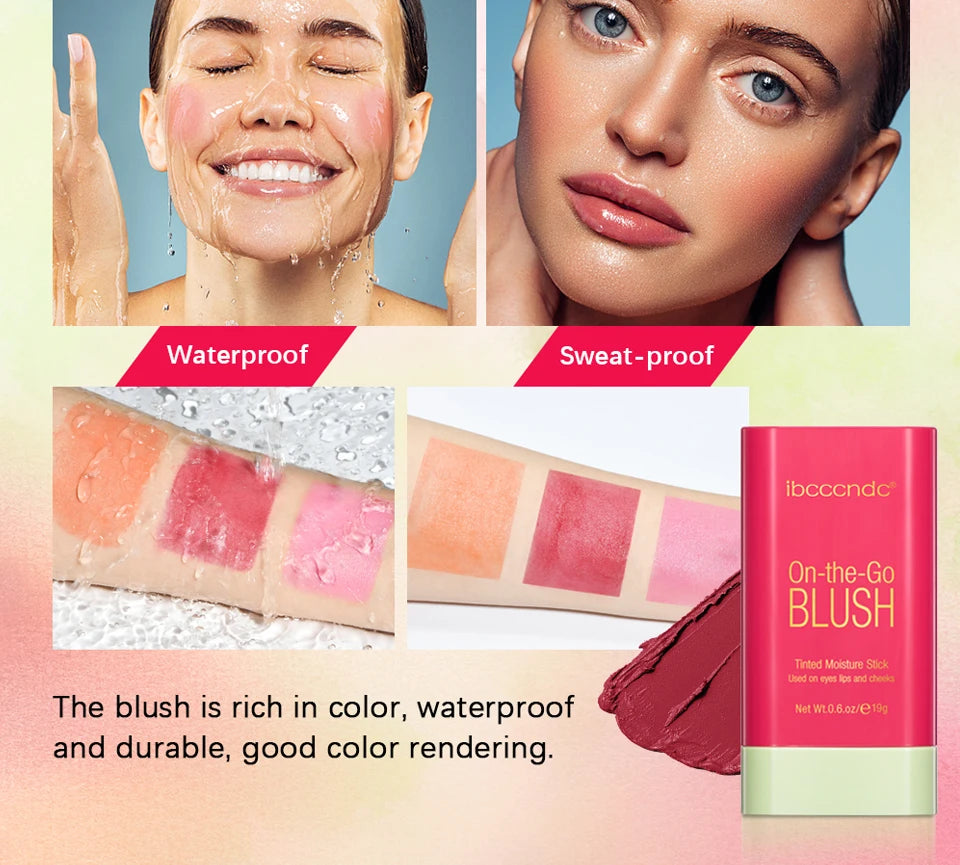 ibcccndc Rotating Blush Cream Tinted Moisture Stick Naturally Long-lasting Moisturizing Waterproof And Non-Removing Orange Blush