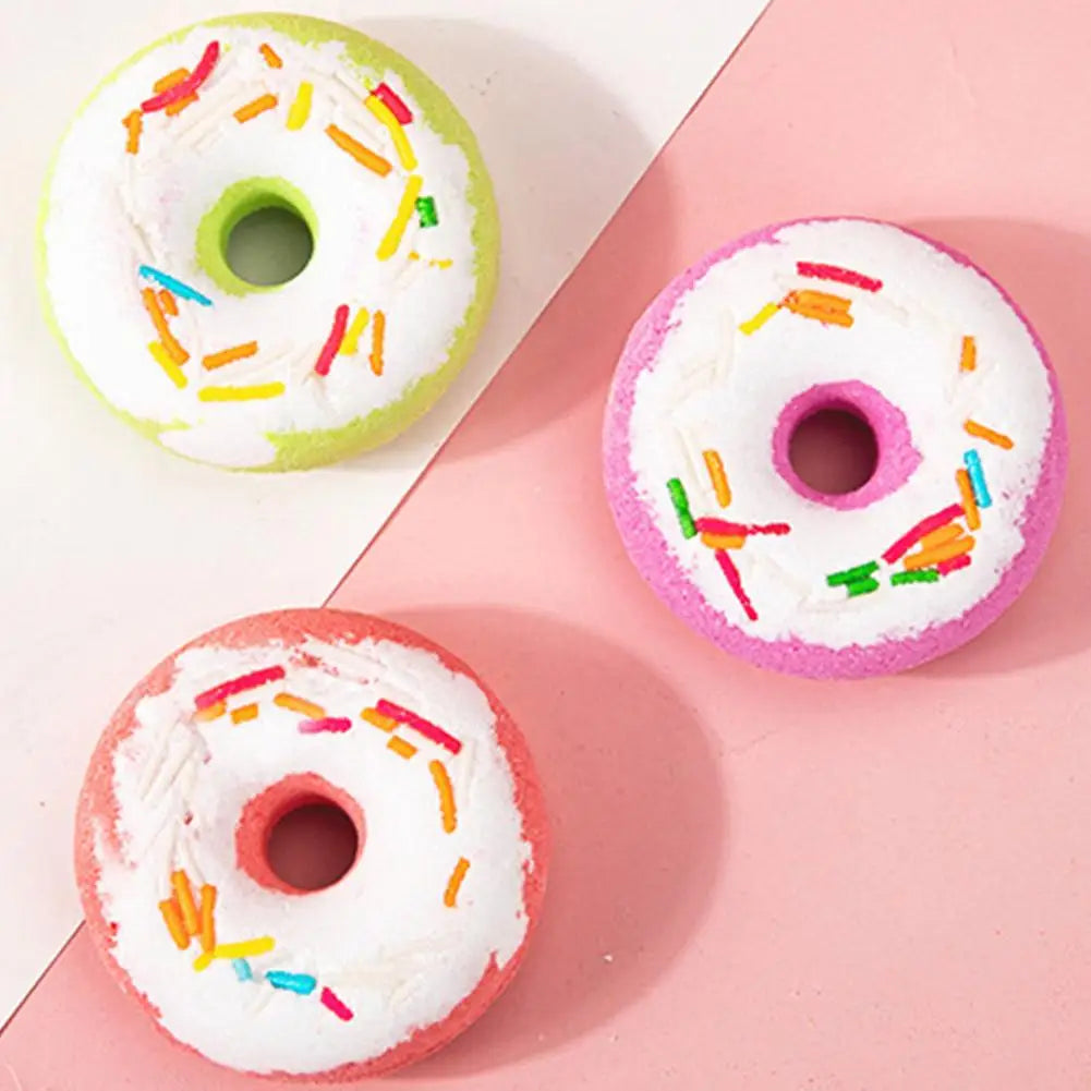 Donut Shaped Bath Salt with Moisturizing Oil, Fizzy Effervescent Bath Salt Ball for Relaxation, Skin Care Gift for Women