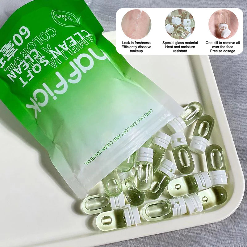 「7/10/30Pcs Cleansing Oil Camellia Secondary Facial Cleanser Deep Gentle Cleansing Travel Portable Single Makeup Remover Oil」