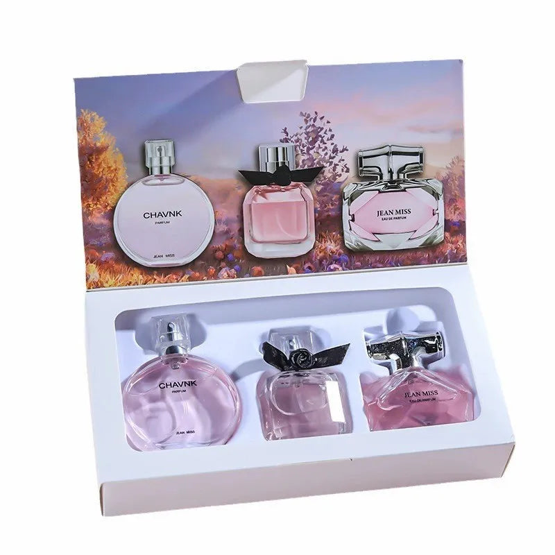 90ML(30mlx3PCS) Eau De Parfum Gift Box Feminino Spray Fresh Light Scent Floral Fruity Chypre Notes LongLasting Women Perfume Set