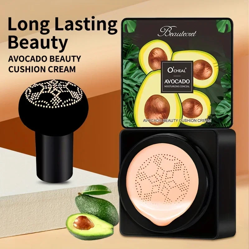 Avocado Mushroom Head Air Cushion CC Cream, Moisturizing Long Lasting And Hydrating,  Concealer BB Cream For Brightening Skin