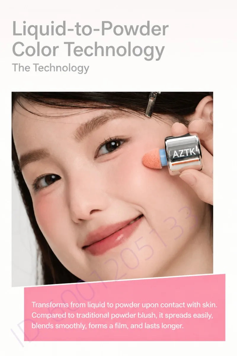 AZTK Liquid Blush Water To Powder Soft Matte Cool Toned Blusher Natural Pink Flush Long Lasting Cheek Tint Makeup