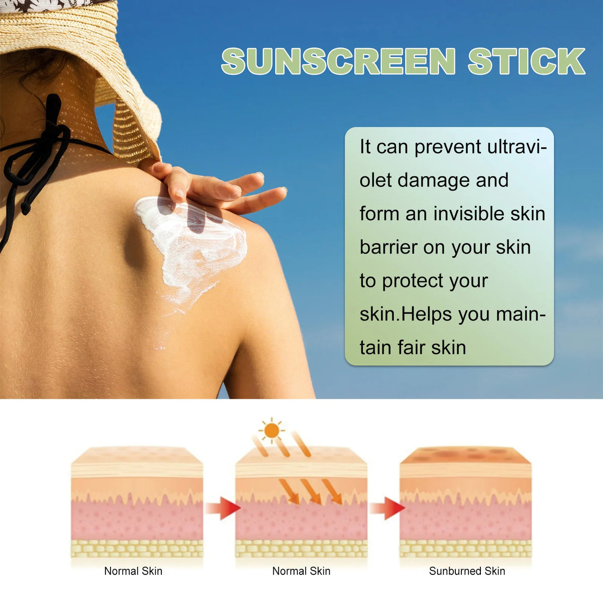 Spf 50+ Sunscreen Stick UV Protective Brightening Waterproof Sweatproof Refreshing Deep Moisturizing Lightweight Sunscreen Stick