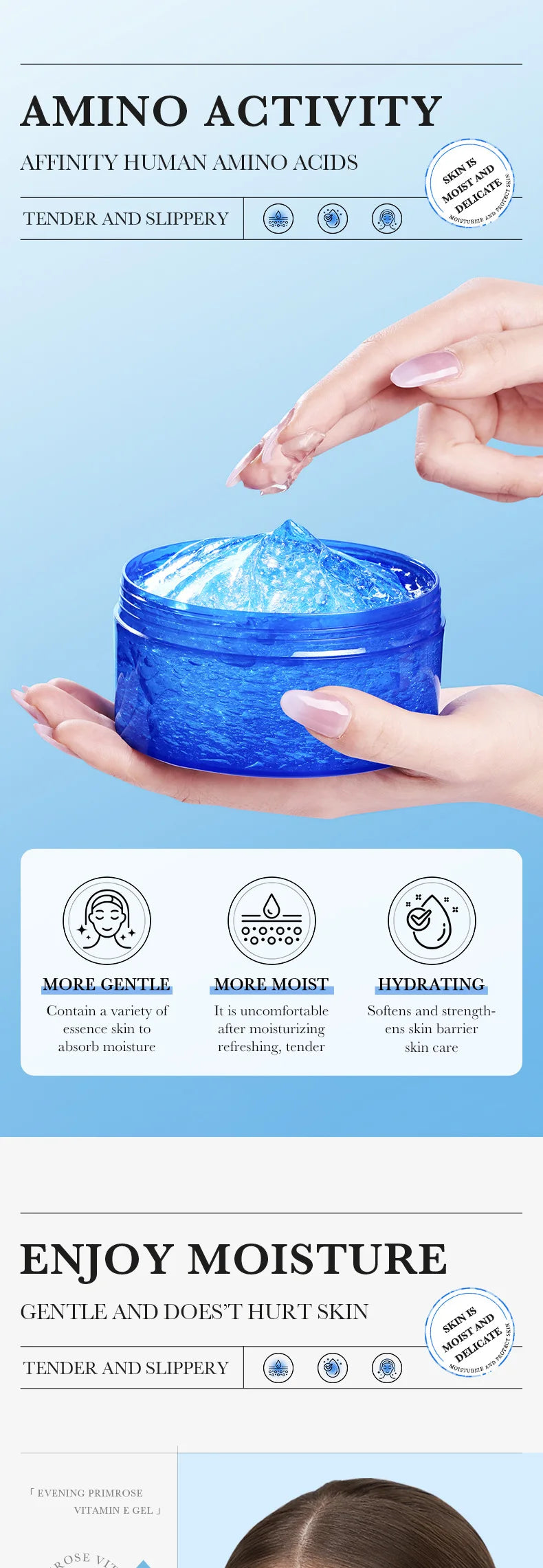 300g Aloe Vera Hydrating Gel Vitamin C & Collagen Moisturizer Skin Gel Evening Primrose VE Soothing Repair Gel for Face & Body