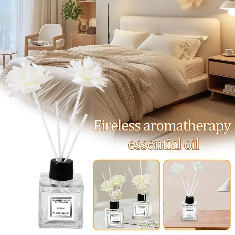 50ml Natural Essential Oil Air Freshener Flameless Home Fragrance Aromatherapy Oil with Reed Diffuser Stick Liquid Air Freshener