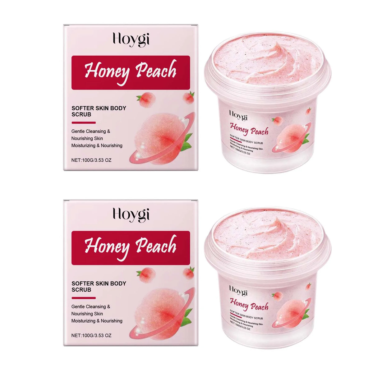 Honey Peach Softer Skin Body Scrub Gentle Exfoliating Cleanser Brightening Deep Cleaning Moisturizing Shiny Smooth Body Scrub
