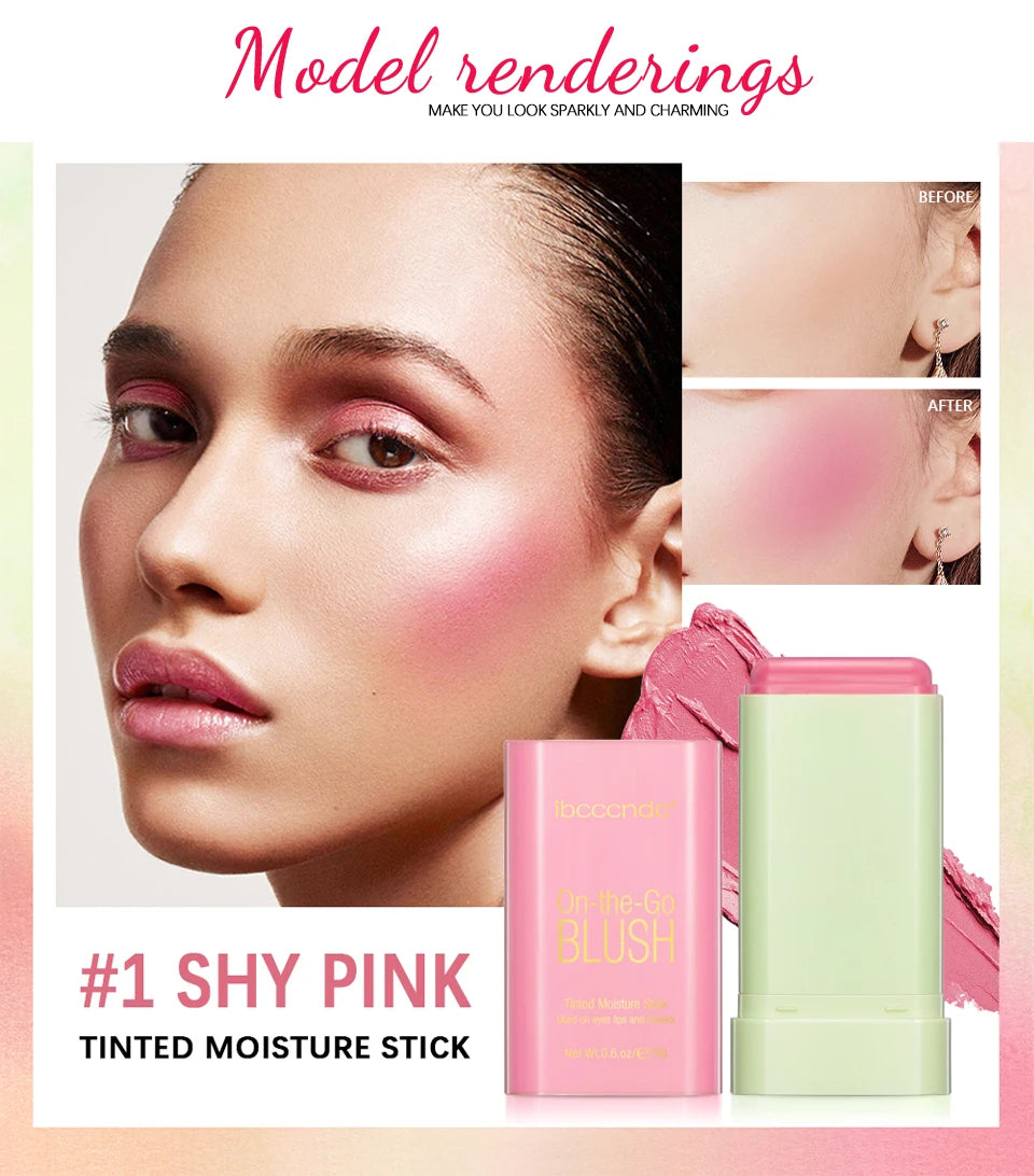 ibcccndc Rotating Blush Cream Tinted Moisture Stick Naturally Long-lasting Moisturizing Waterproof And Non-Removing Orange Blush