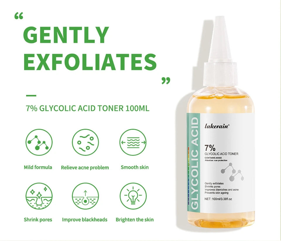 Glycolic Acid 7% Toning Solution To Remove Acne Moisturize Skin Rejuvenating Lotion Gentle Glycolic Acid Tone Exfoliating Toner