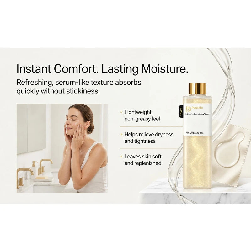 Silk Peptide EGF Smoothing Toner Revitalizing Hydrating Soothing Essence Water Improves Rough Skin Moisturizing Facial Toner