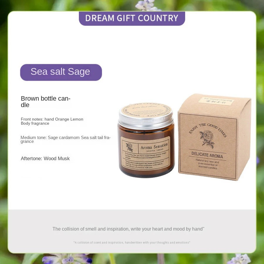 1pc Brown Glass Cup Aromatherapy Candle Smokeless Scented Candle Suitable for Home Decoration Birthday Valentine's Day Gift