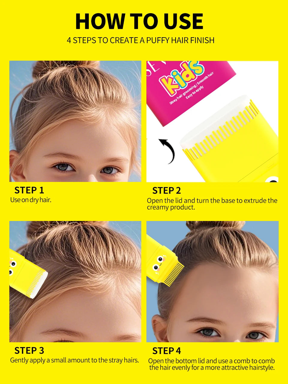 SEVICH Kids Hair Styling Gel Children Broken Hair Arrangement Cream Anti-frizz Braiding Gel Hair Wax Stick Hair Finishing Care