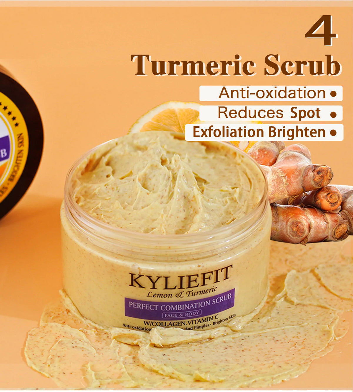 KYLIEFIT Natural Exfoliating Salt Body and Face Scrub, Lightening, Moisturizing, Remove Dark Spots, Acne, Stains, Wrinkles, 250g