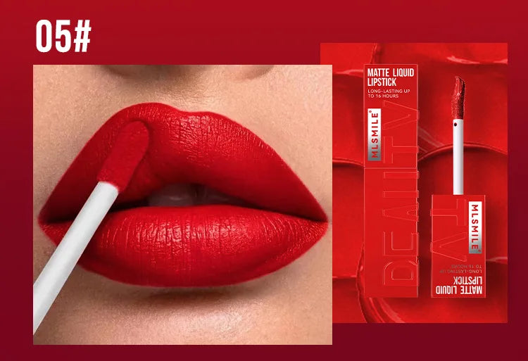 MLSMILE 6 Color Non-stick cup Velvet Satin Gloss Lip glaze Mist Liquid matte lipstick Waterproof long-lasting color liquid