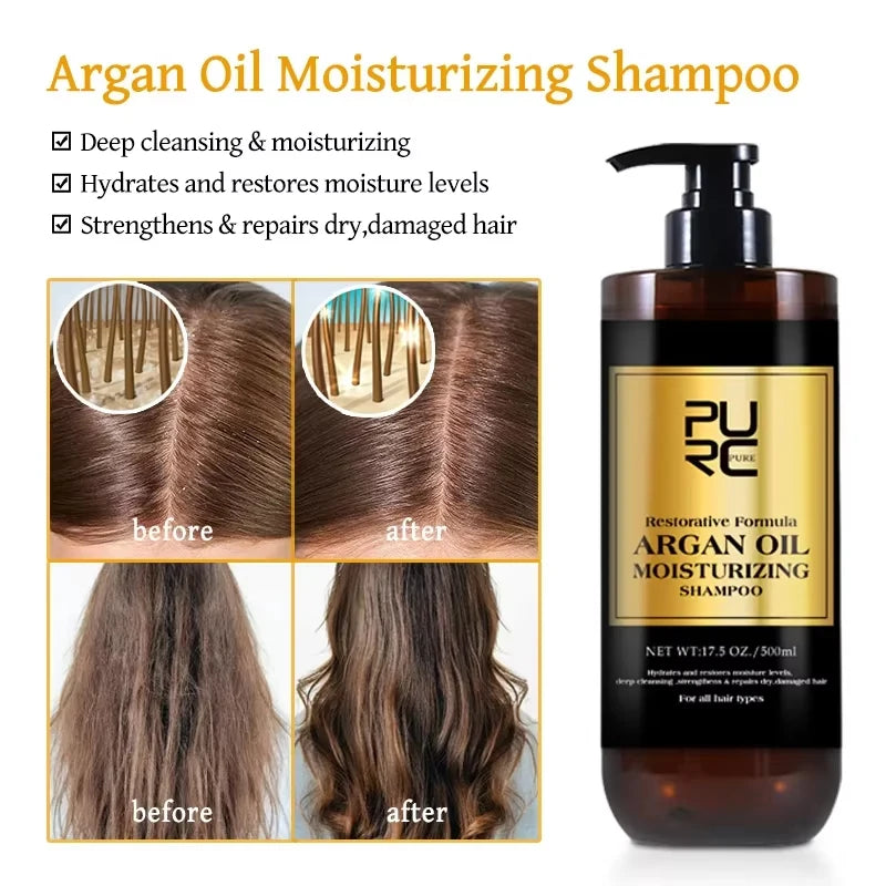 PURC Morocco Set Serum Smoothing Shampoo and Conditioner Repair Hair Mask Anti Dandruff Scalp Anti-Itch Hair Care Products Kit