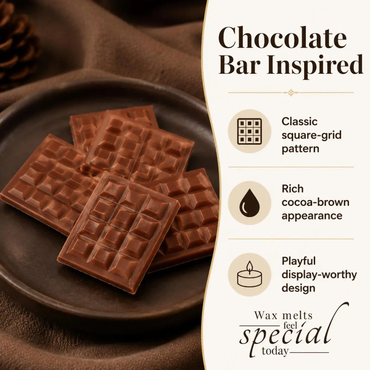 Strong Scent Wax Melts Chocolate Shape, Long Lasting Scented Wax Cubes for Home Fragrance, Bedroom Living Room Decor Gift