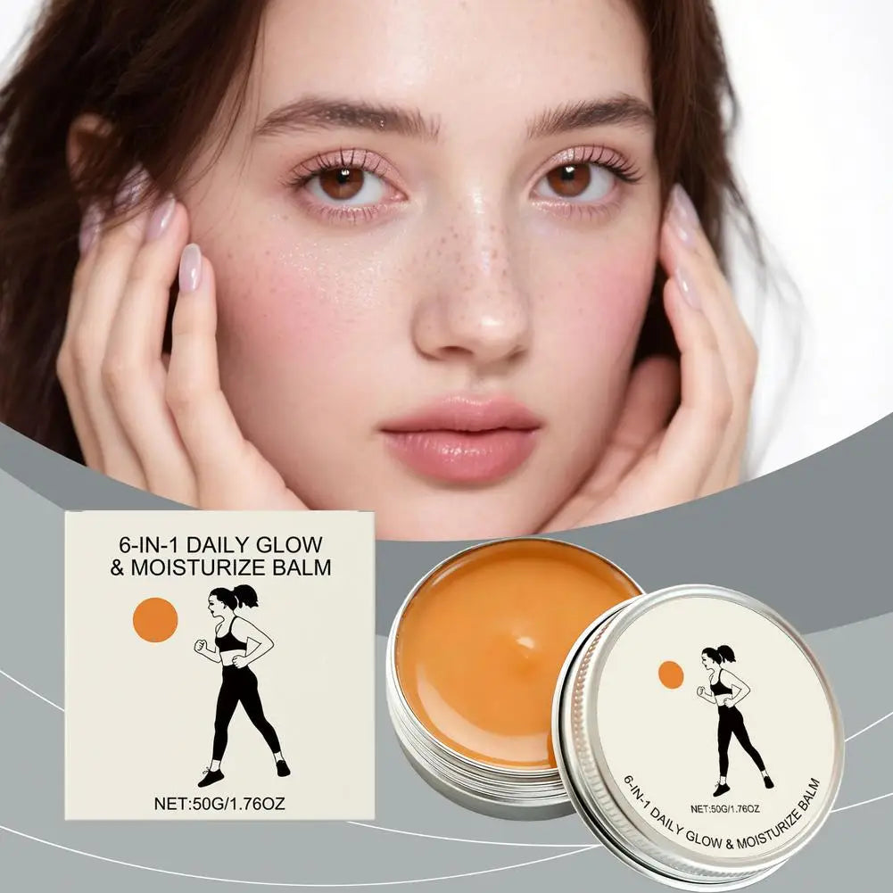 6-in-1 Daily Glow & Moisturize Day Balm, Night Balm & Face Scrub Reduces Acne & Redness, Moisturizing & Repairing Skin Care 50g