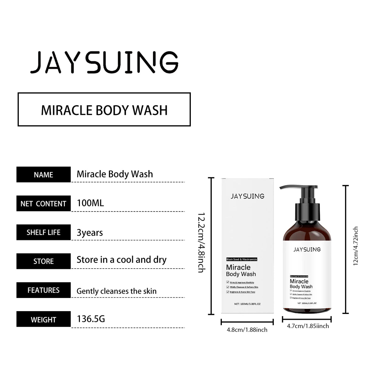 Niacinamide Shower Gel White Skin Smoothing Daily Cleansing Remove Dirt Rich Foam Lasting Hydrate Refresh Body Wash Skin Care