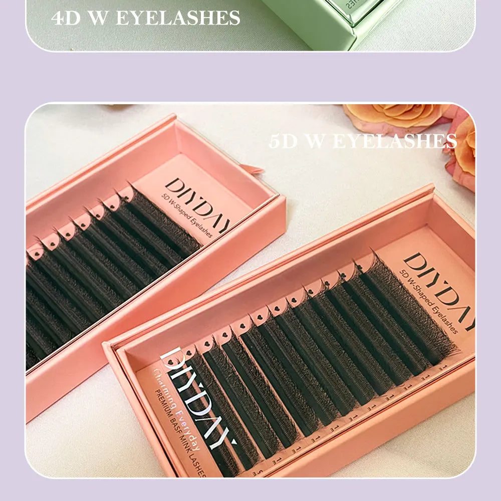 DIYDAY W Shape Eyelash Extension 3d 4d 5d 6d 7d 8d W-Shaped Eyelashes Premade Fans Individual BASF Mink Faux Lashes