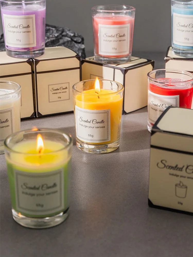 Aromatherapy Candle Premium Gift Box Glass Handmade Soy Wax Smokeless Creative Aromatherapy Candle Companion Gift