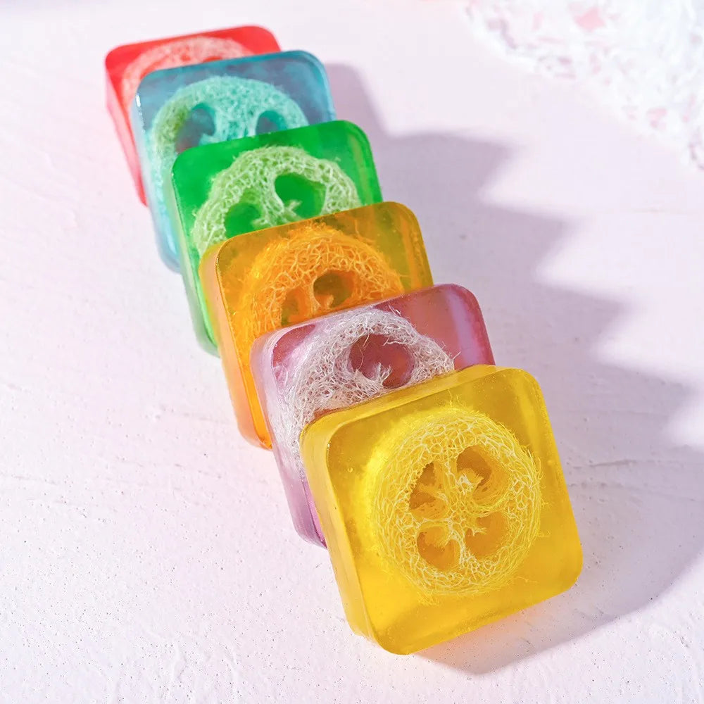 100g Lemon Oil And Loofah Soap Natural Organic Handmade Soap Facial Cleansing Whitening Acne  Essential Oil Soap