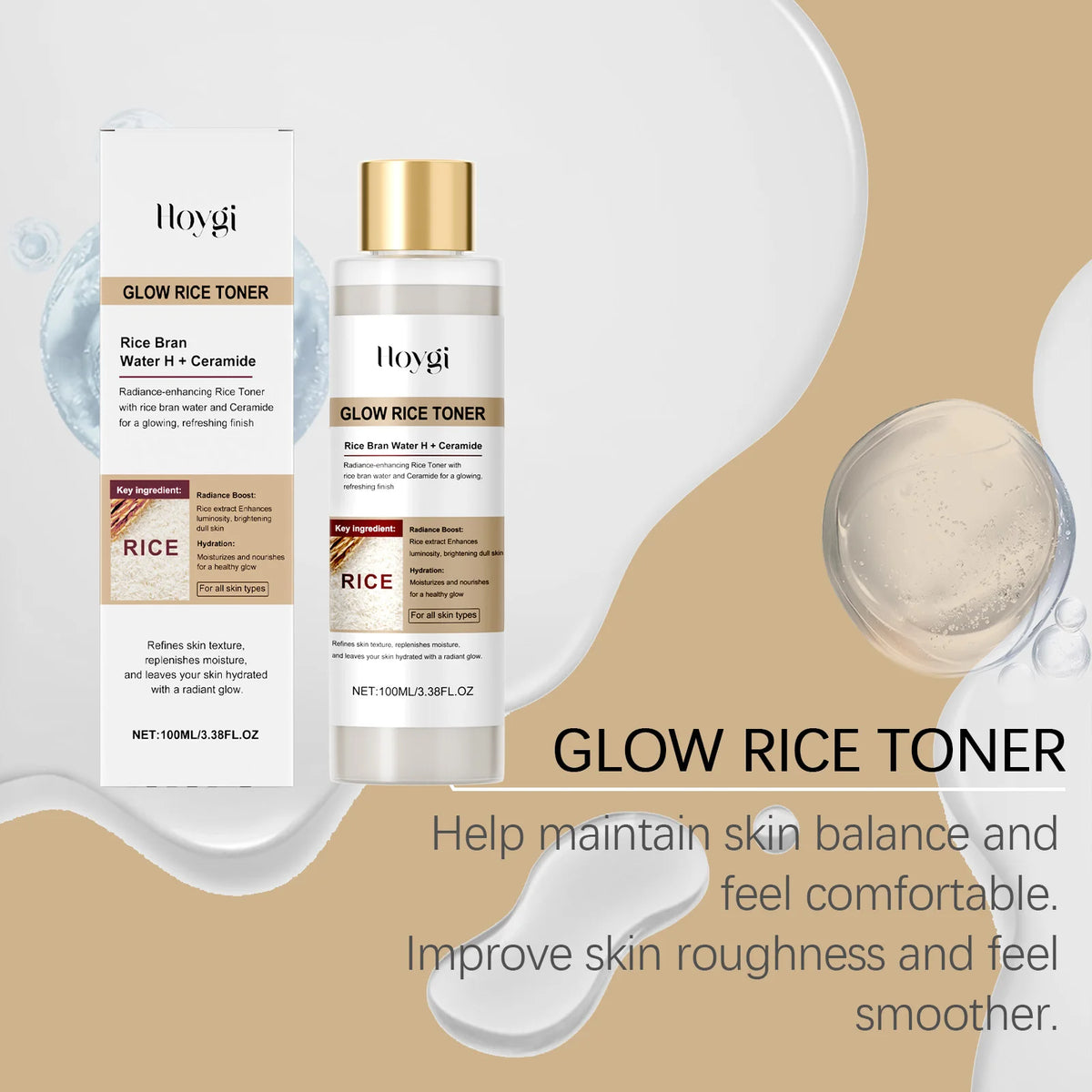 Glow Rice Toner Hydrating Balancing Facial Essence Water Oil Control Pore Refining Nourishing Brightening Toner Glowing Skin