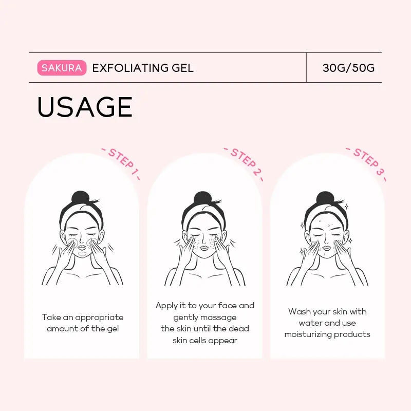 Sakura Exfoliating Gel, Face and Body Exfoliating Scrub Gel, Deep Cleansing Moisturizing Facial Exfoliator